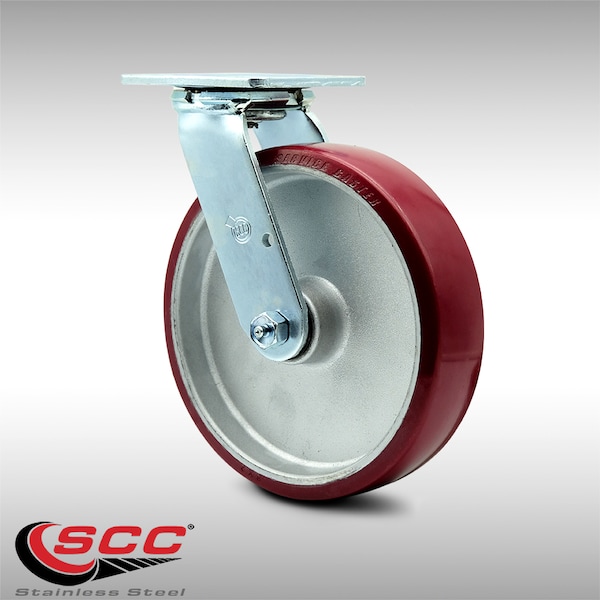 Service Caster 8 Inch Stainless Steel Poly on Aluminum Wheel Swivel Caster with Roller Bearing SCC-SS30S820-PAR - main